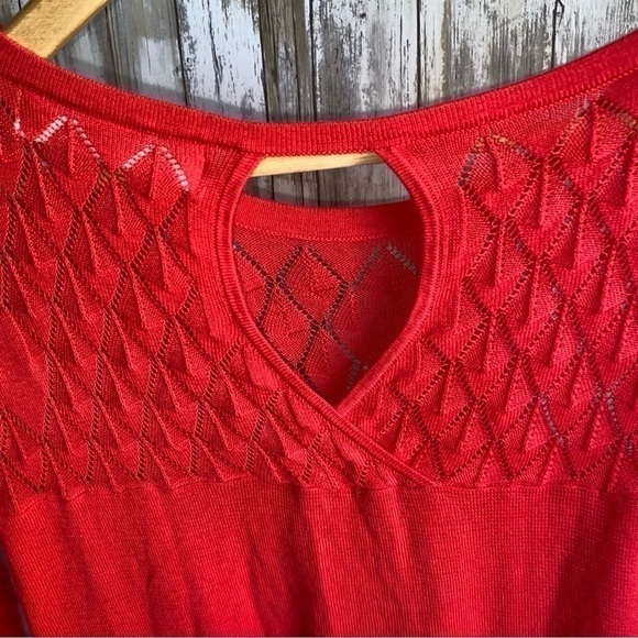 Anthropologie Sparrow Red Open Top Sweater - Picture 4 of 5